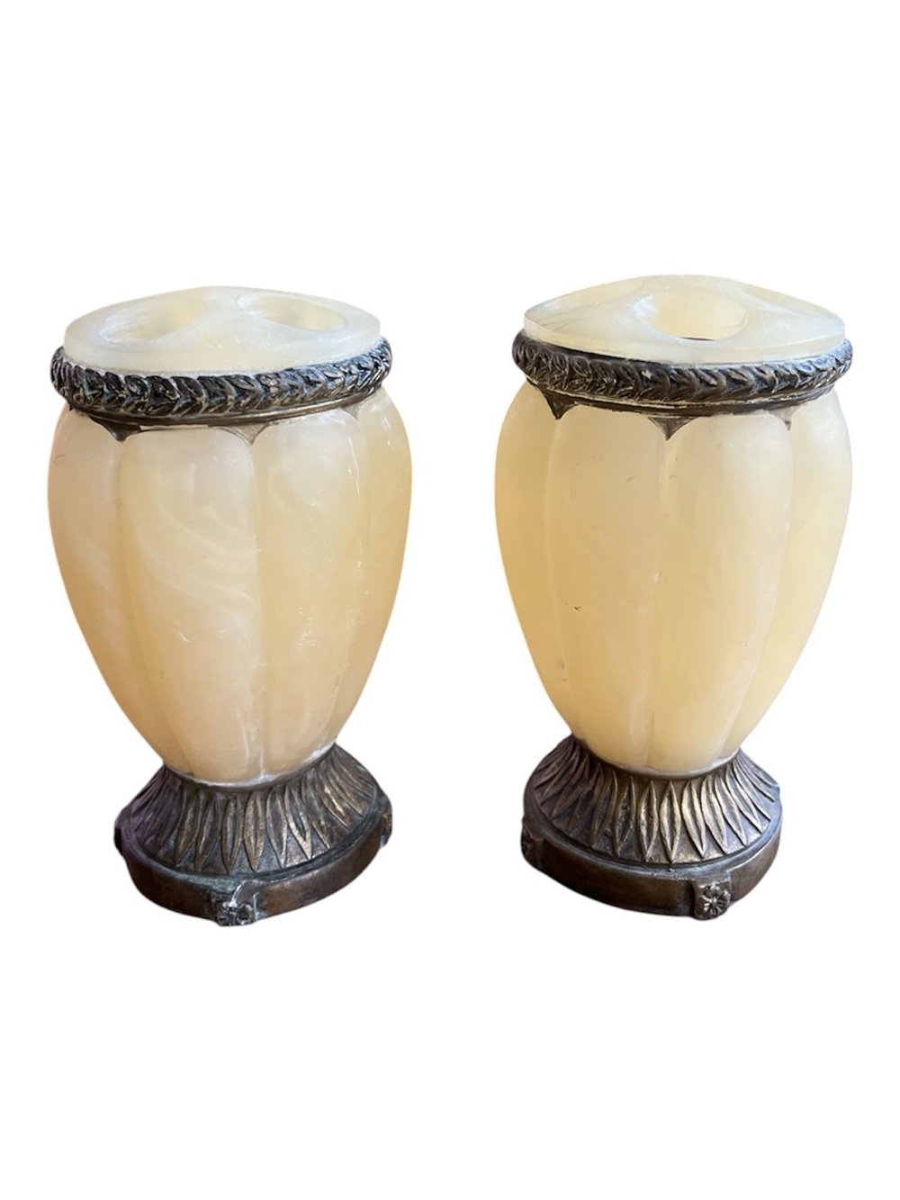Vintage Pair of Cream Alabaster-Style Toothbrush Holders